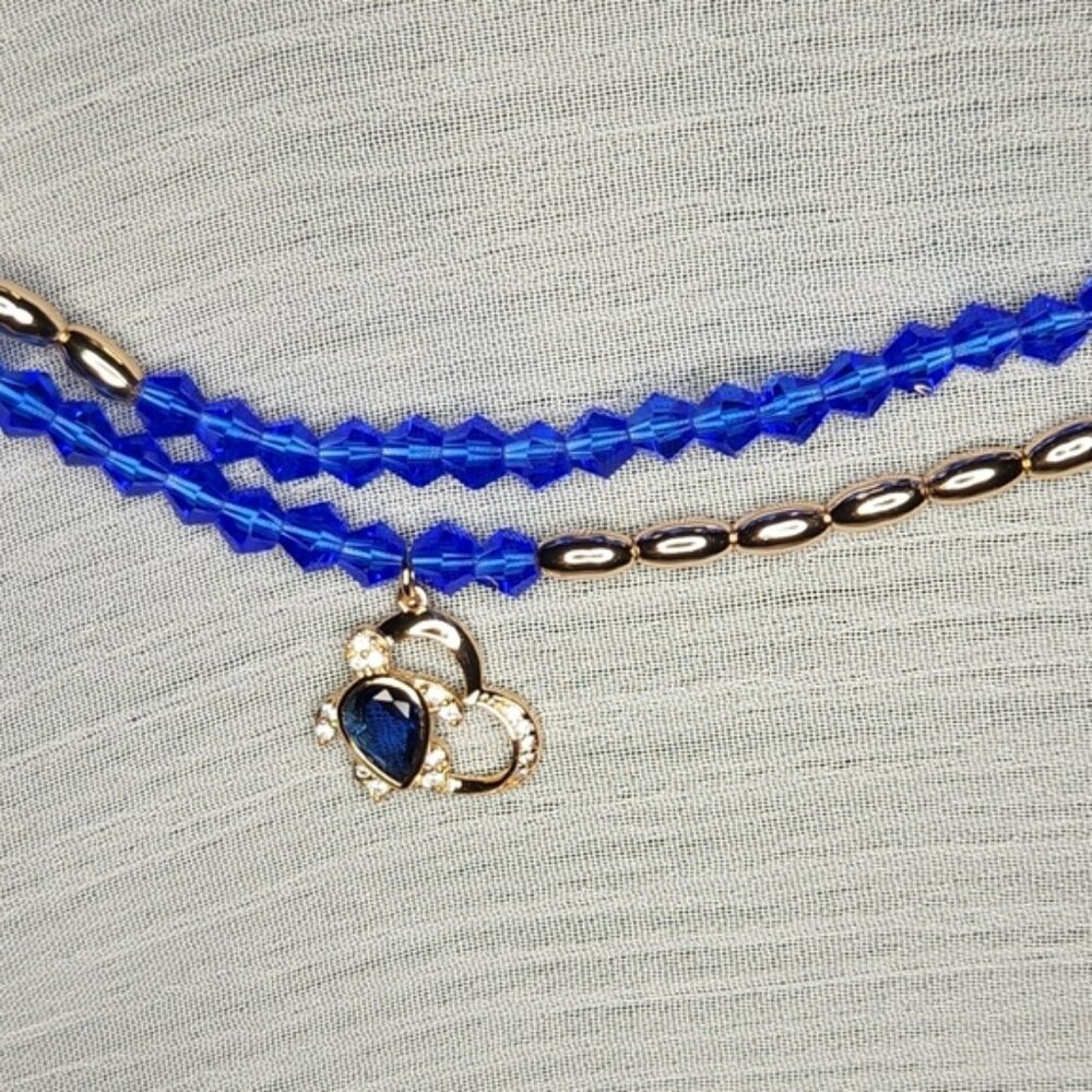 Turtle Bracelet w Double Blue Bead Adjustable Band NWT